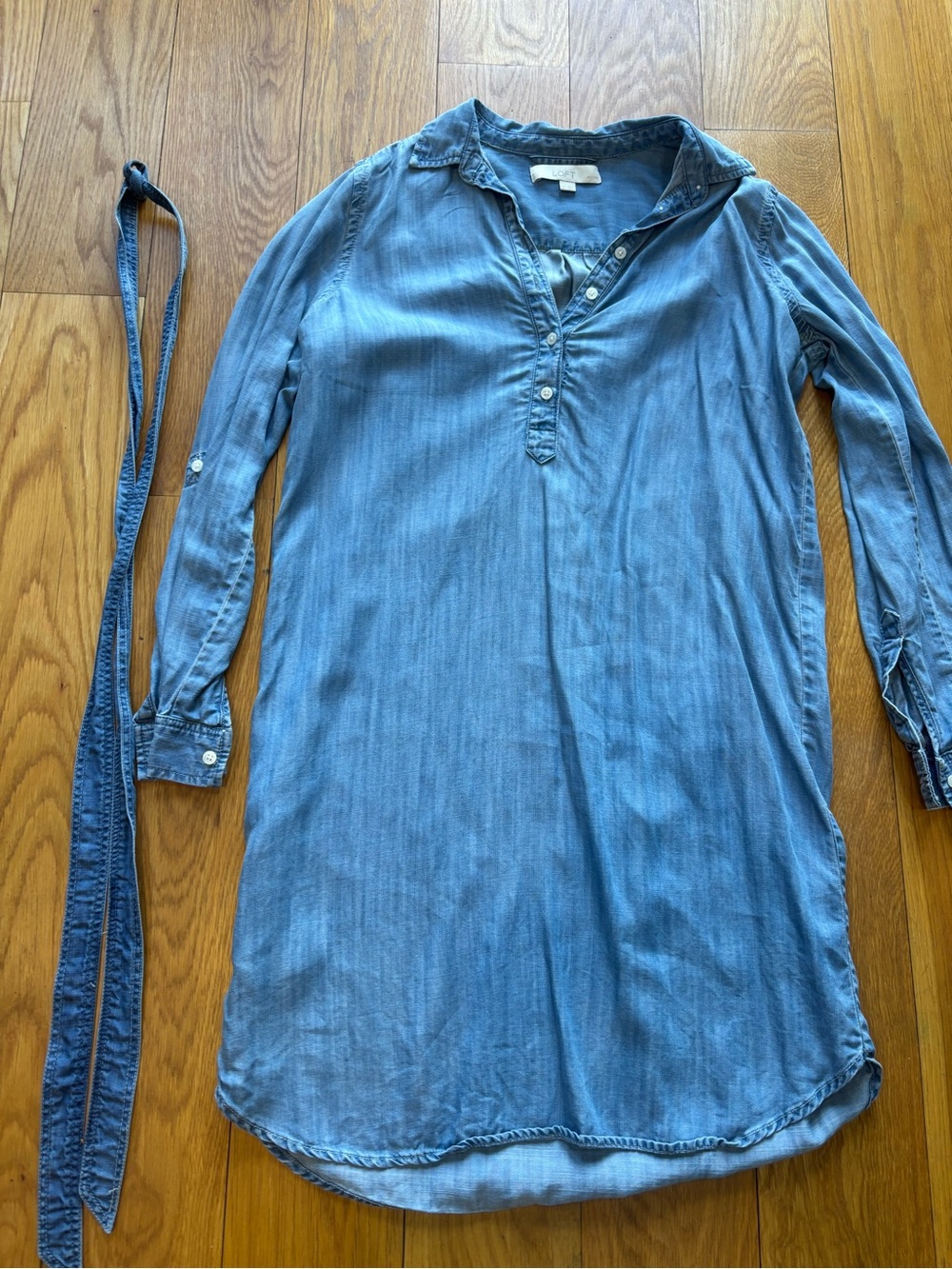 LOFT Blue Chambray Shirt Dress